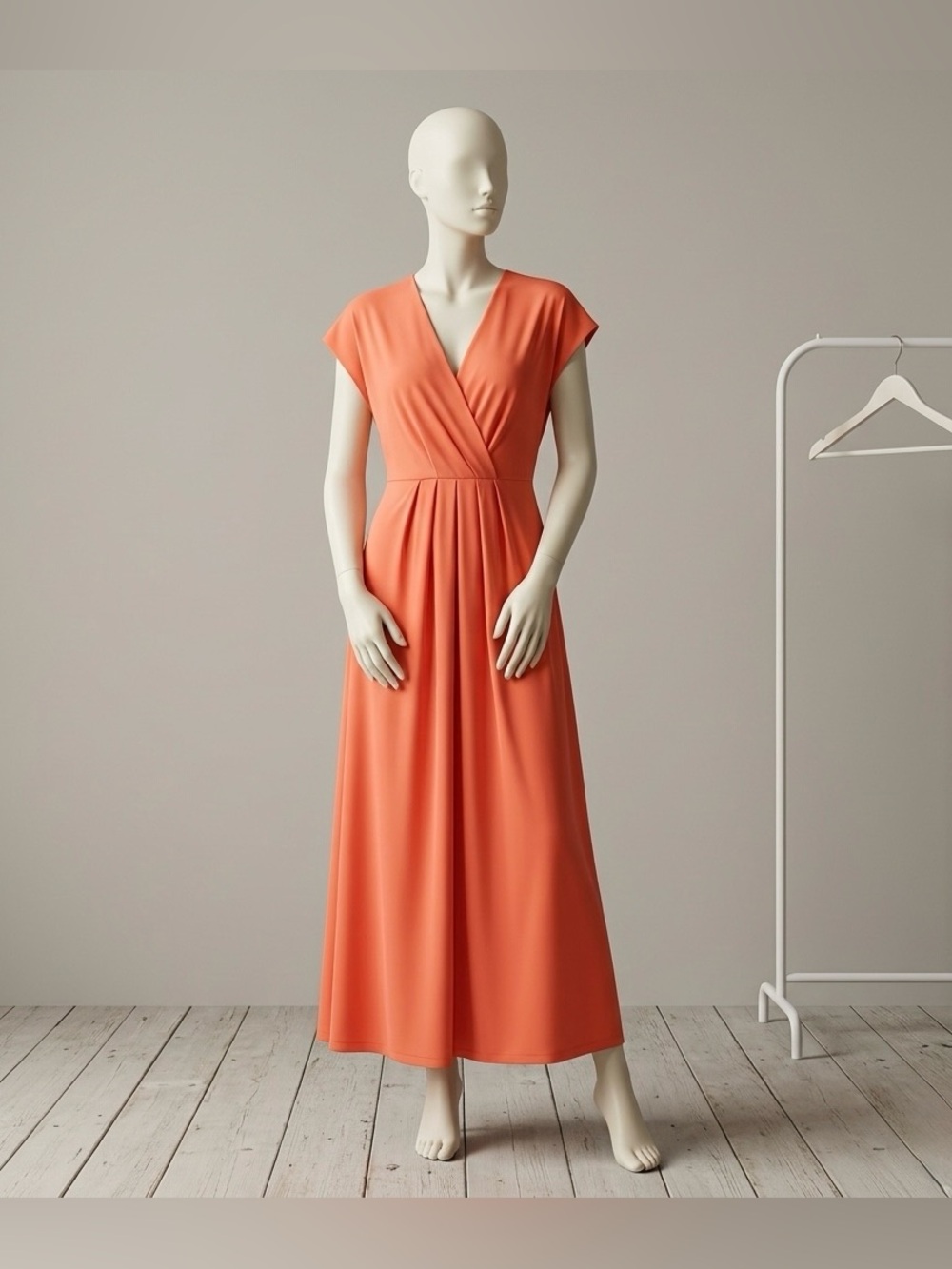 HALARA Coral Wrap Maxi Dress